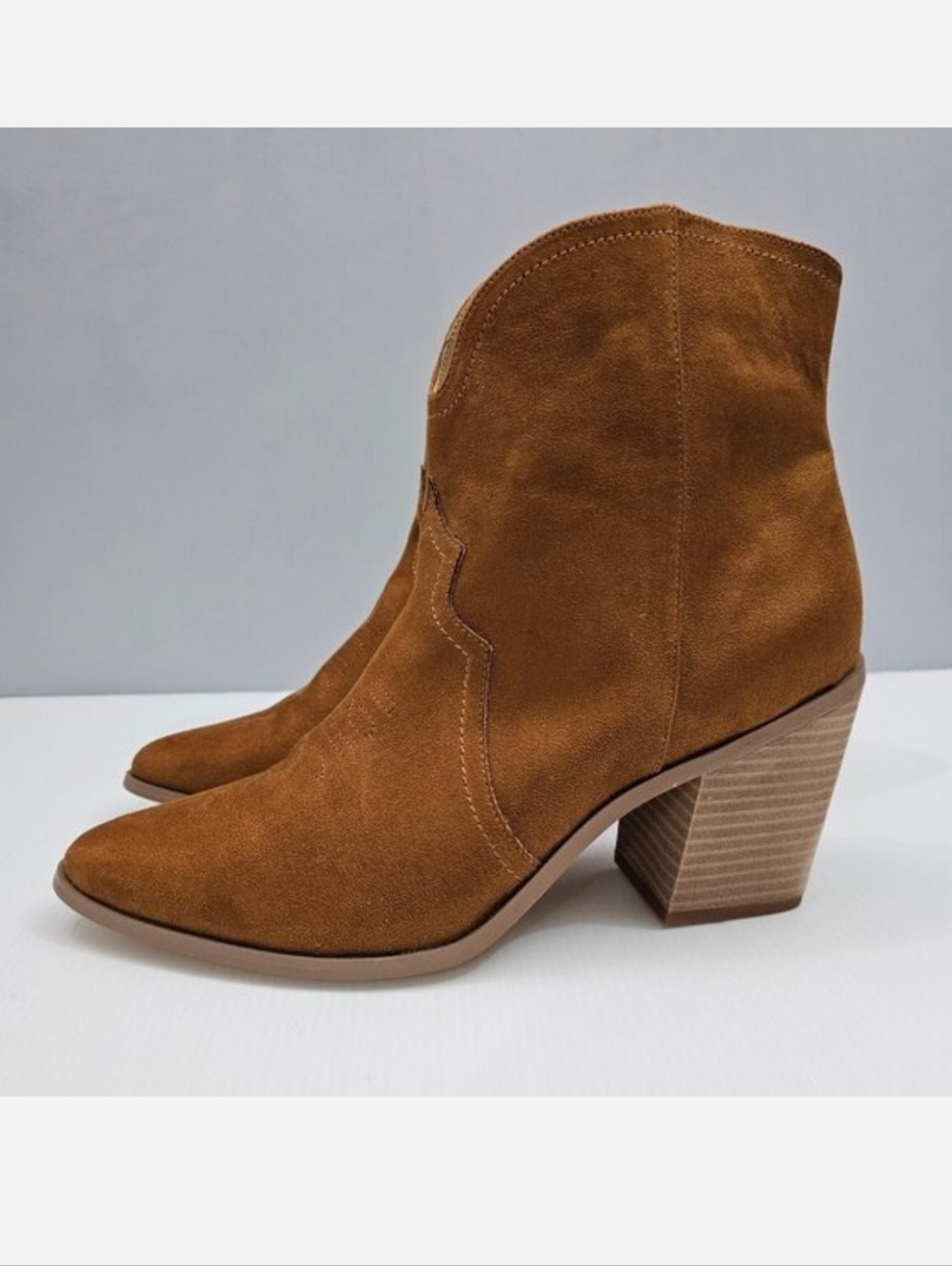 Abound Courtnee Ankle Boot Womens 11 Tan Western Cowgirl Block Heel NEW